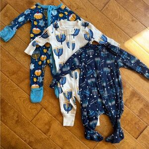 Hanna Andersson, Little Sleepies, Old Navy Blue and Cream Hanukkah Footies